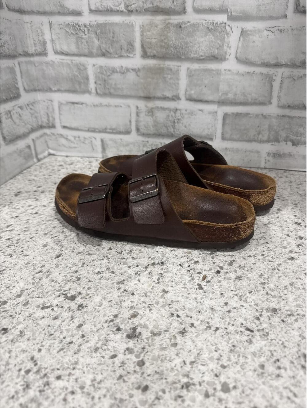 Birkenstock Arizona Brown Leather Two-Strap Sandals, EU 38